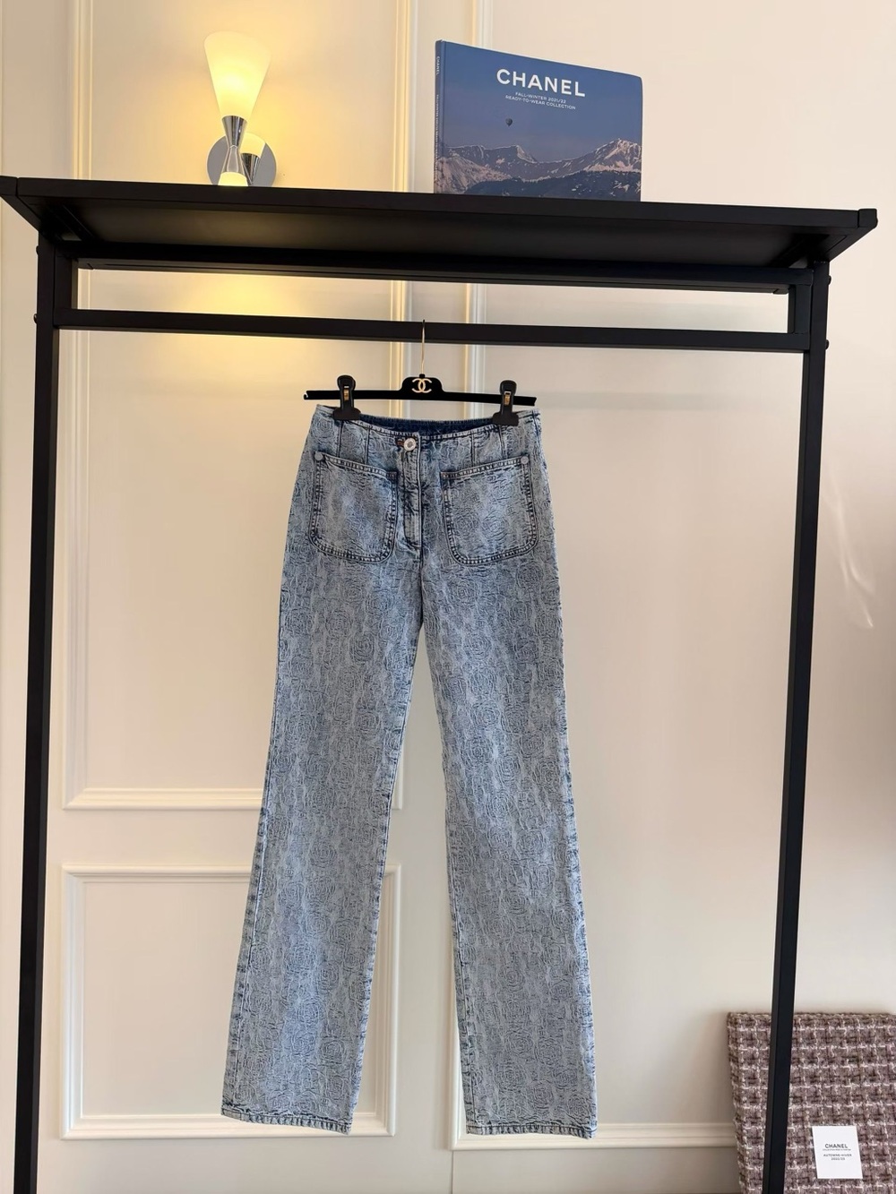 🚩steal CHANEL Light Blue Patterned Straight-Leg Jeans